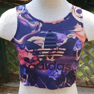 adidas Purple Floral Marble Crop Top